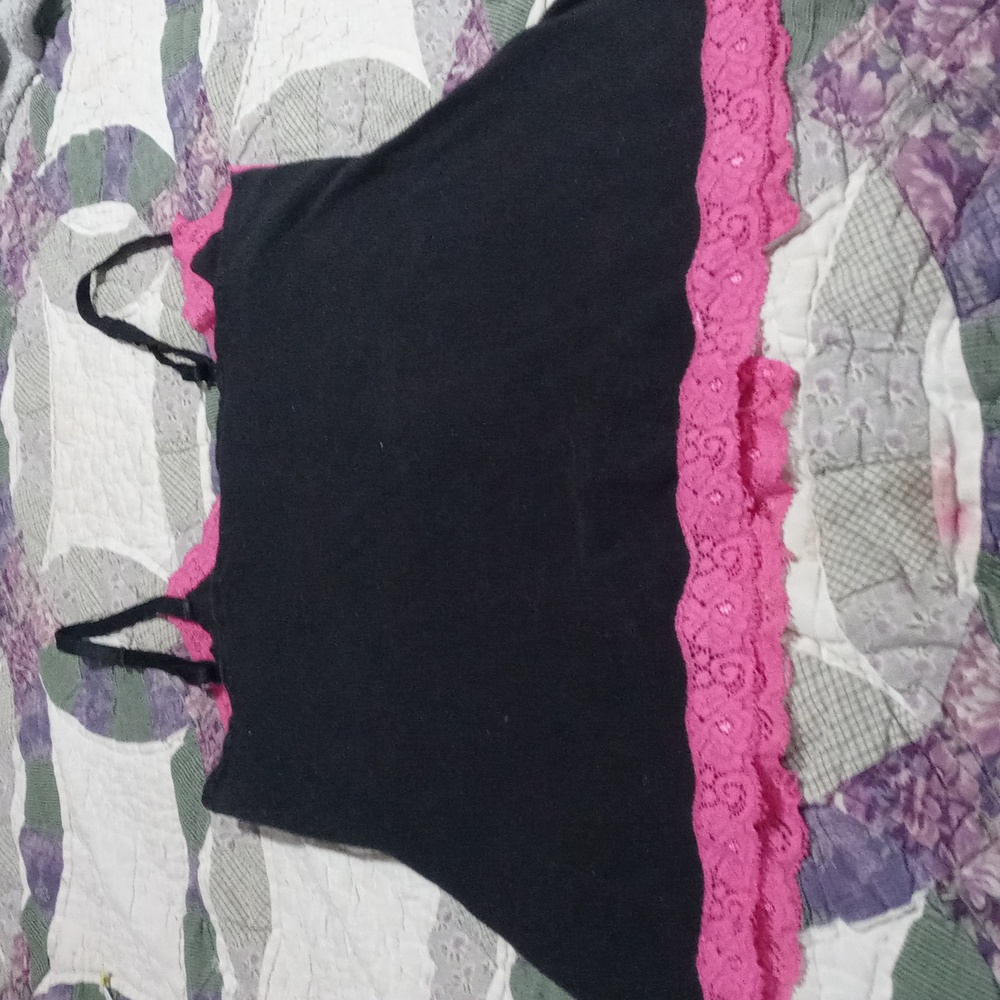 Bnwot!! Baby phat spaghetti strap tank top sz medium in black and pink pink lace - Picture 12 of 12